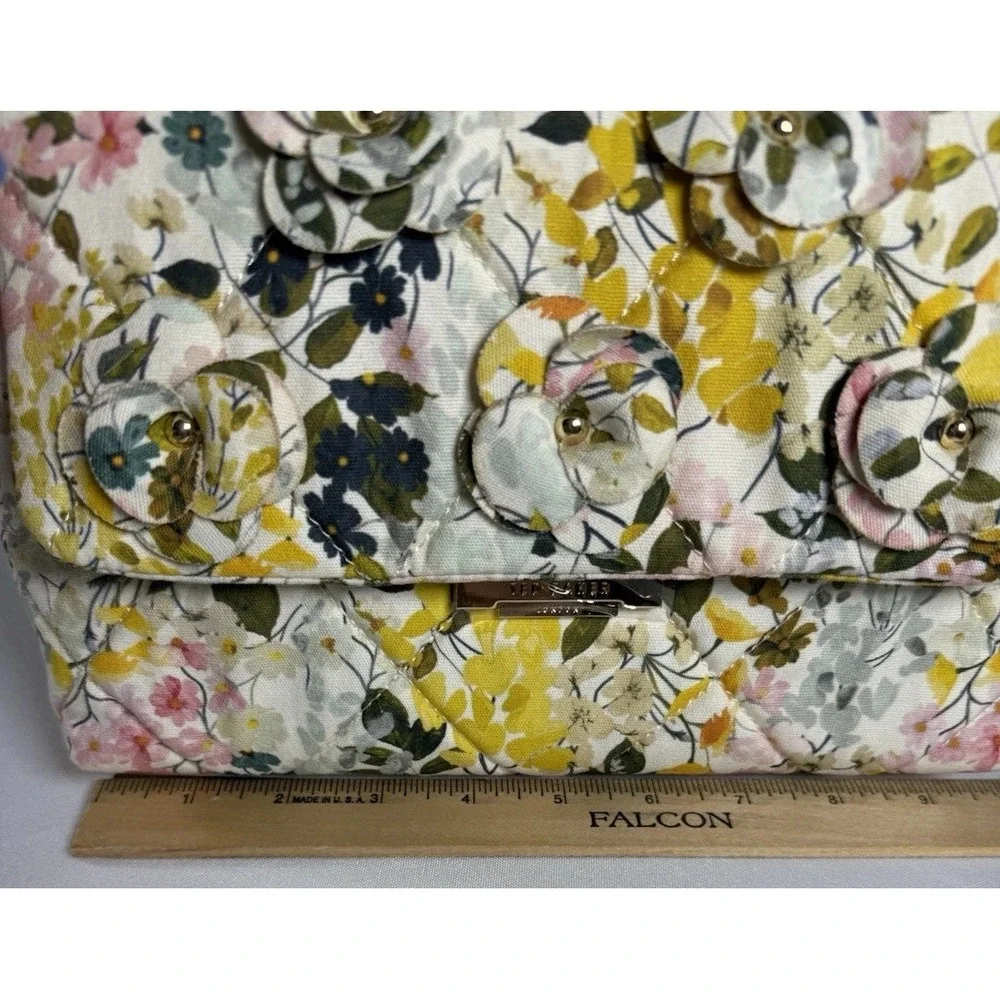 NWT TED‎ BAKER Ginn Marie Gold chain Flap CrossBody Bag Floral Applique Quilted